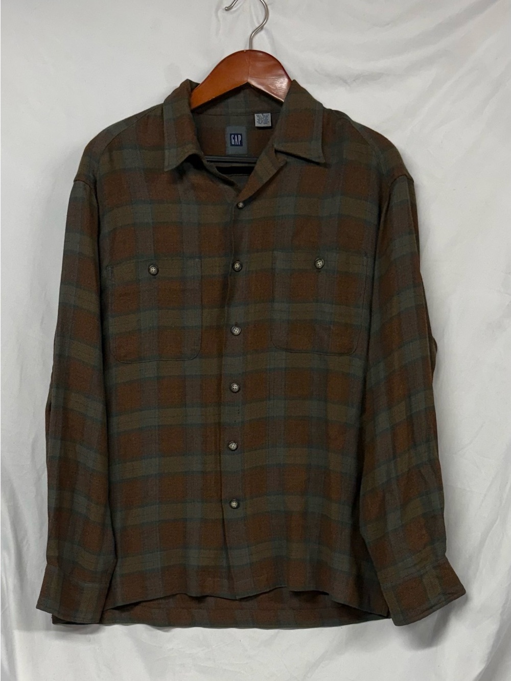 GAP Men’s Brown & Green Plaid Wool blend Shirt